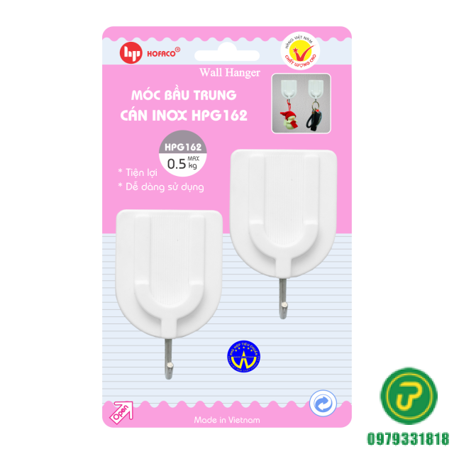 MÓC DÁN BẦU TRUNG CÁN INOX-HPG 162